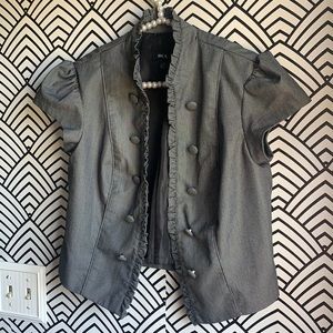 Vintage top vest overcoat charcoal Pin stripe Y2k 2000s bcx office siren